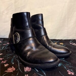 Born Black Leather Ankle Boots